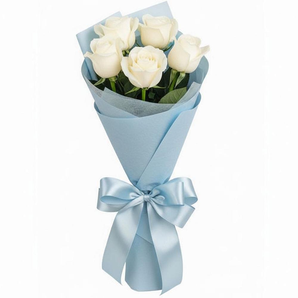 Букет 5 Белых роз Проуд в Засосне