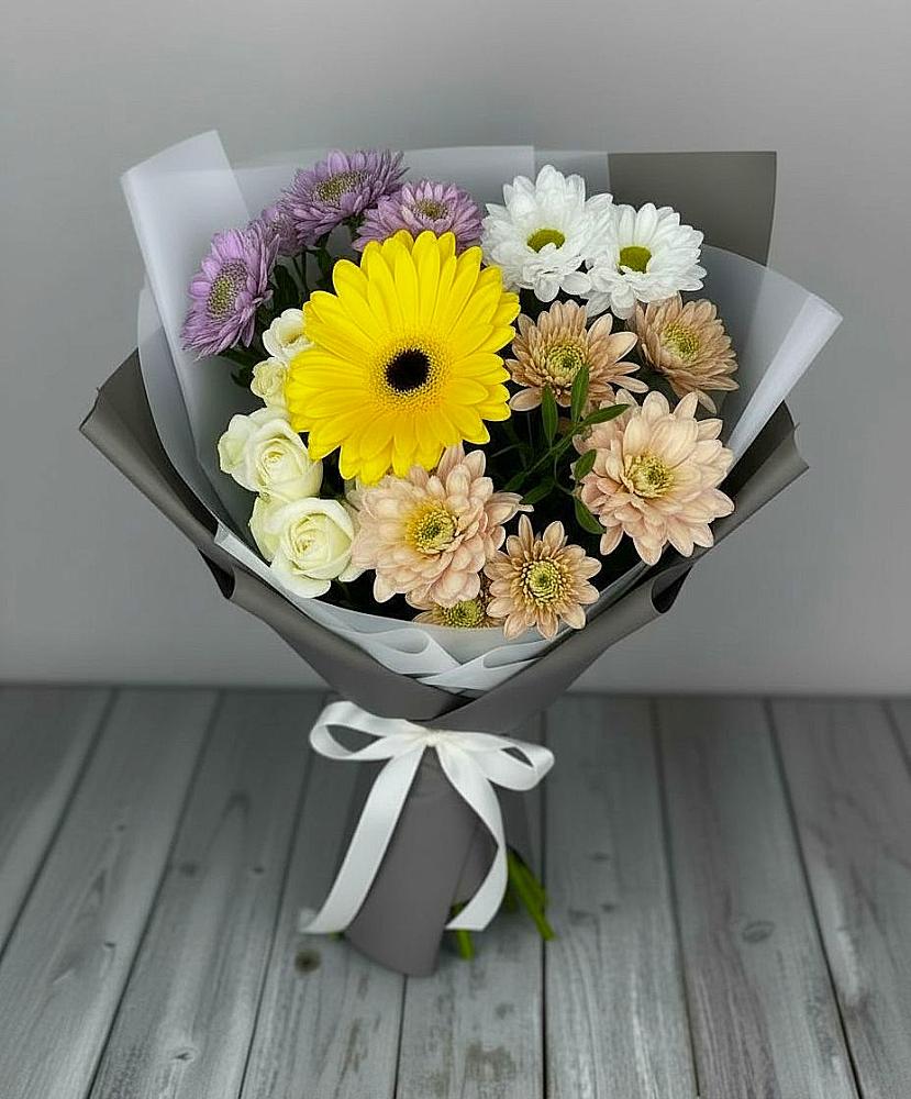 Букет цветов из: Розы, Герберы и Хризантемы в Засосне
