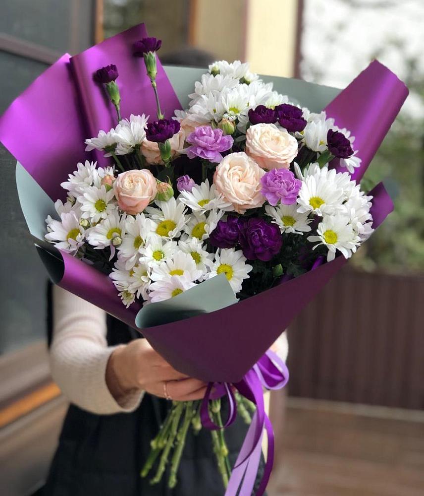 Букет цветов из: Хризантемы, Гвоздики и Розы в Засосне