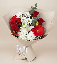 Букет цветов из:  Розы, Хризантемы, Герберы и Лилии в Засосне