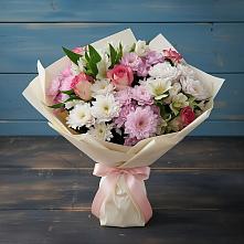 Букет цветов из:  Хризантемы, Альстромерии и Розы #REPLACE_PRED# Засосне