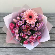 Букет цветов из:  Розы, Герберы и Хризантемы в Засосне