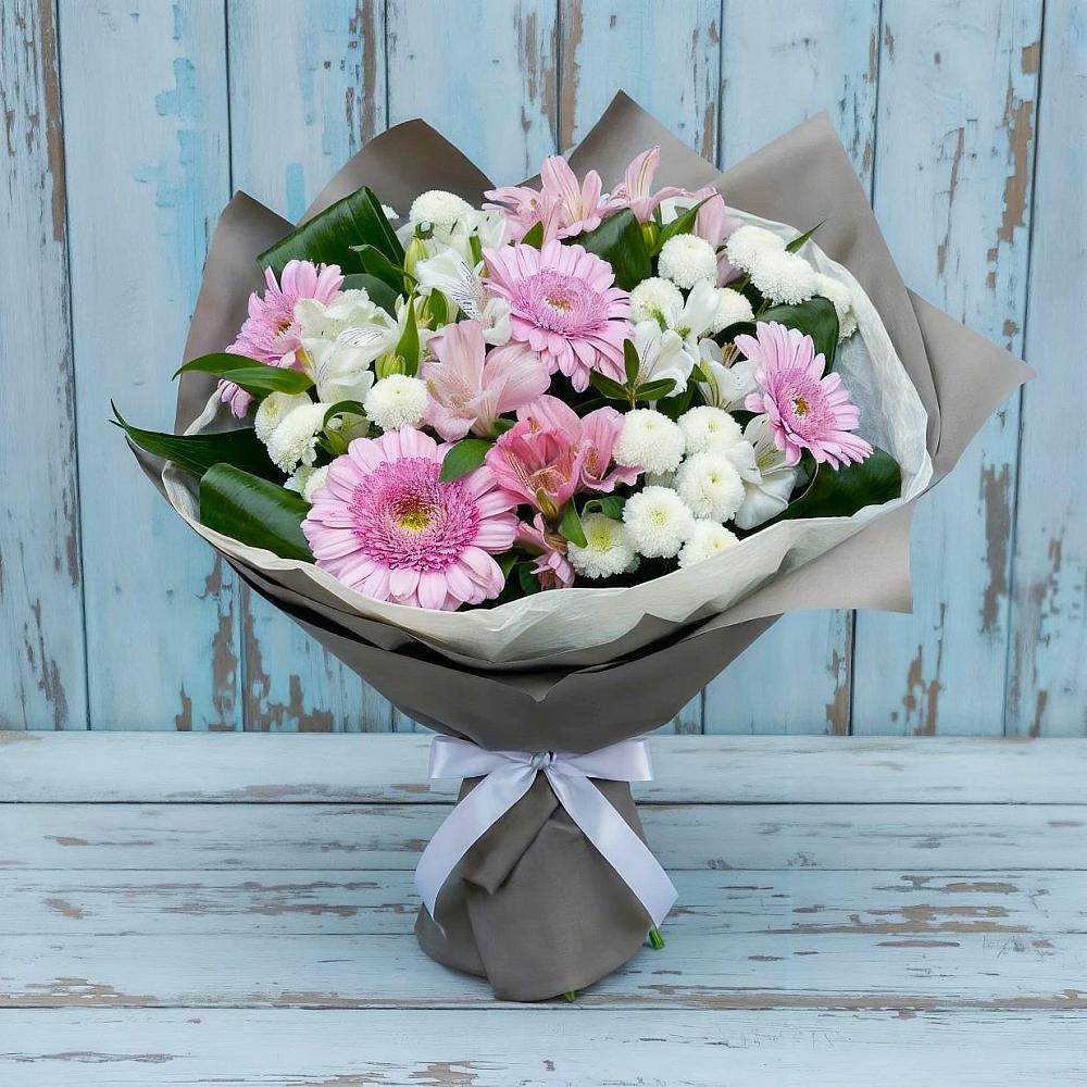 Букет цветов из: Герберы, Альстромерии и Хризантемы в Засосне
