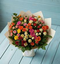 Букет Микс из разноцветных кустовых роз в Засосне